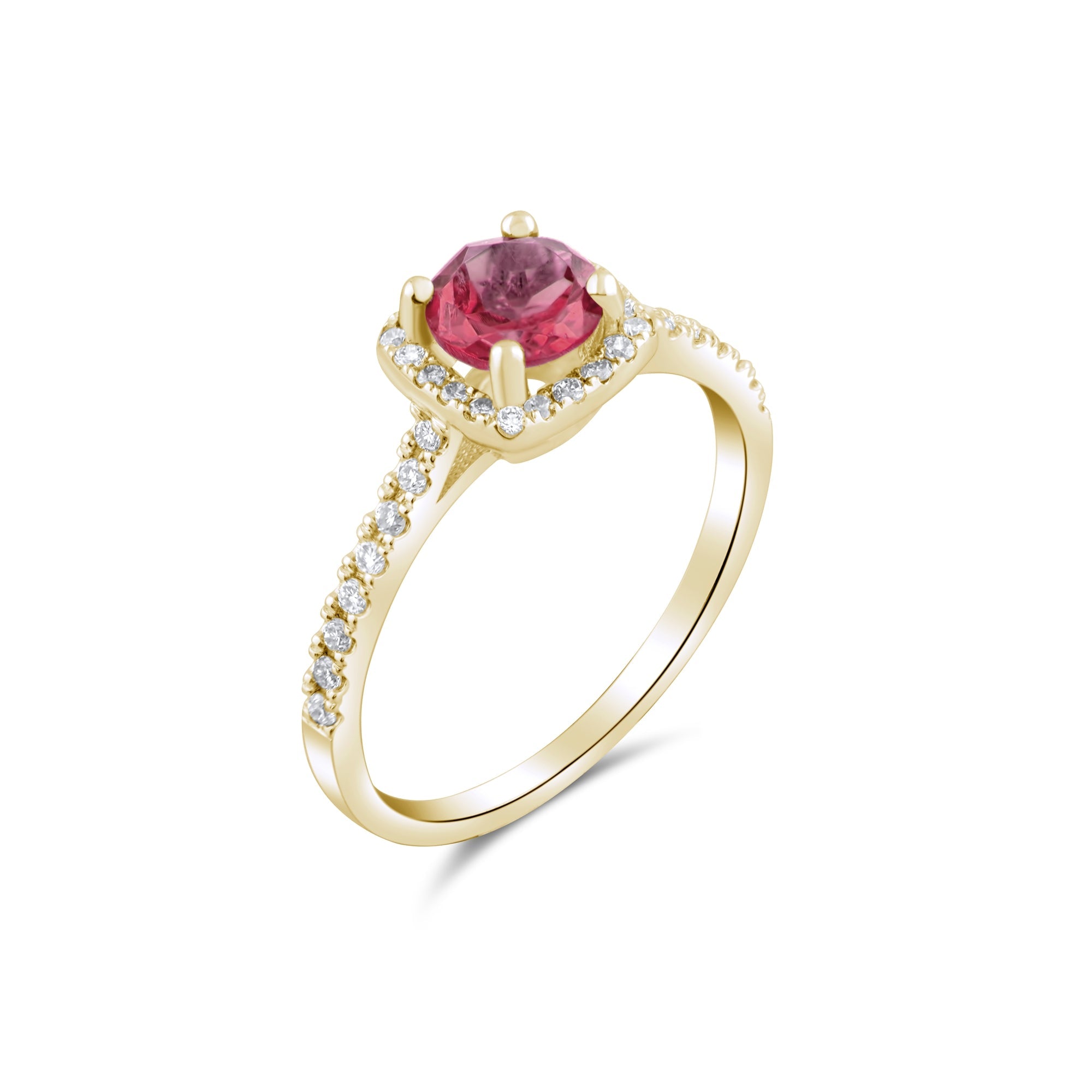 1.32 Carat Natural Diamond and Rhodolite Ring – Fine Jewelry Design - Gold Stone Diamond