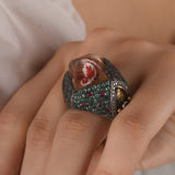 5.88 Carat Natural Diamond and Emerald Ring – Fine Jewelry Design - Gold Stone Diamond