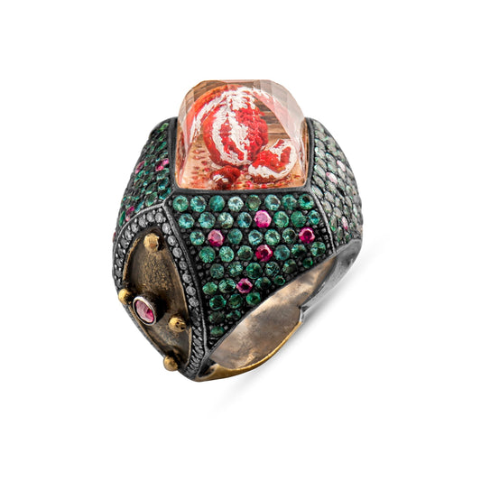 5.88 Carat Natural Diamond and Emerald Ring – Fine Jewelry Design - Gold Stone Diamond