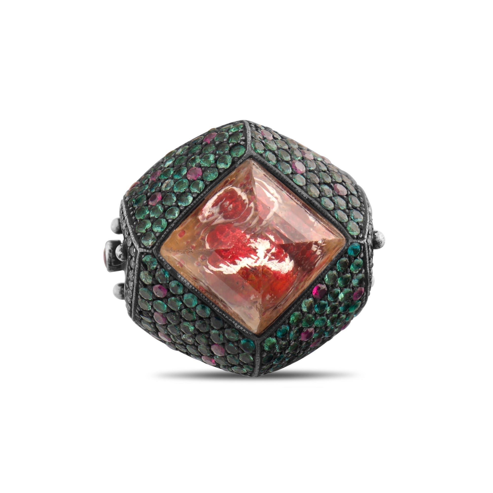 5.88 Carat Natural Diamond and Emerald Ring – Fine Jewelry Design - Gold Stone Diamond