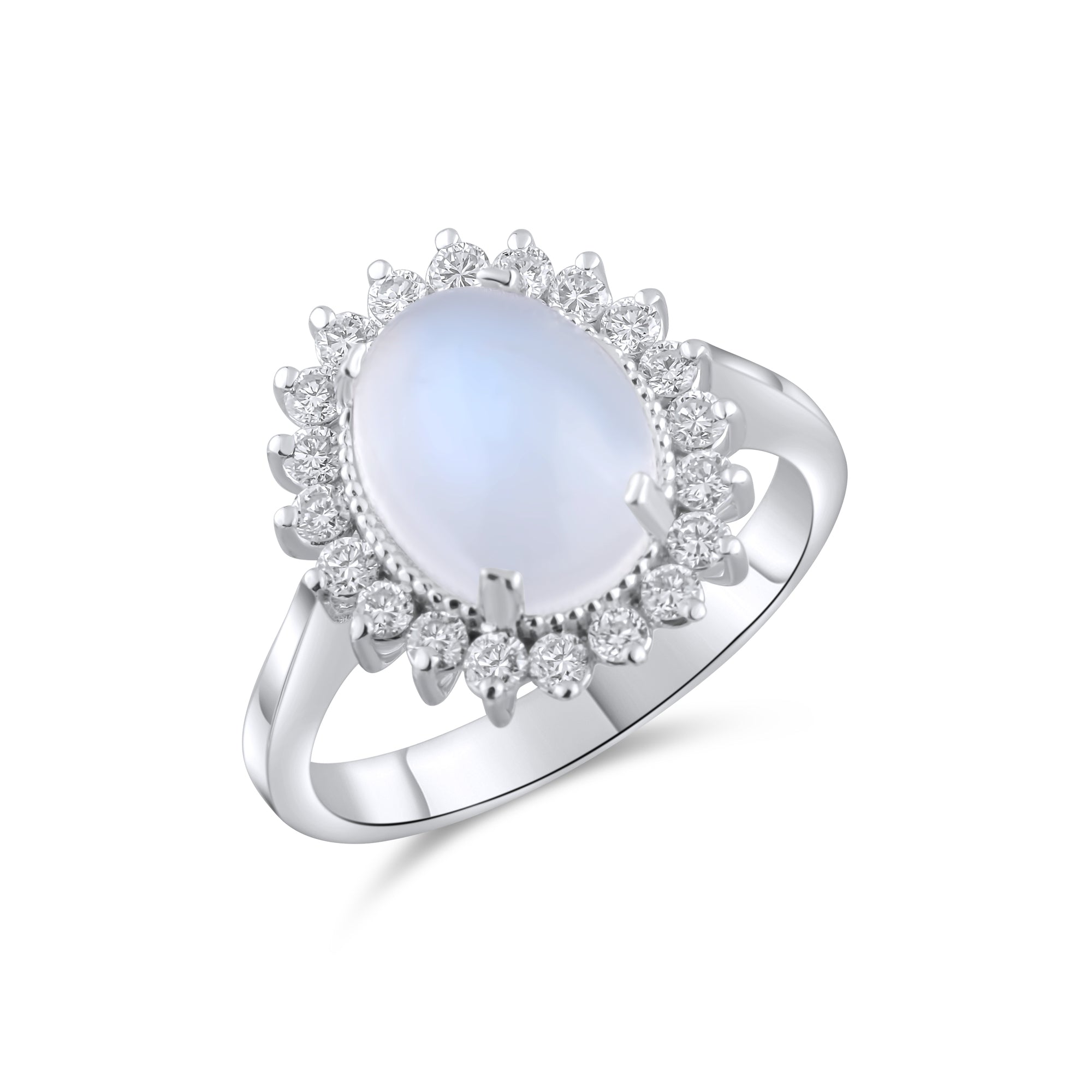 4.27 Carat Natural Diamond and Moonstone Ring – Fine Jewelry Design - Gold Stone Diamond