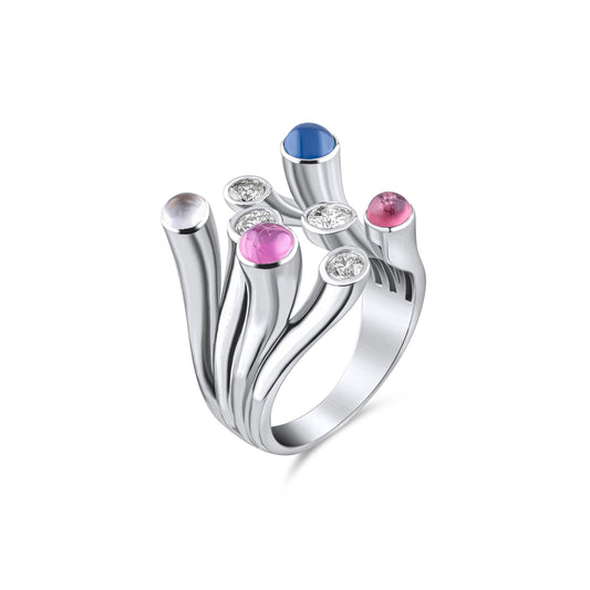 1.68 Carat Natural Diamond and Tourmaline Ring – Fine Jewelry Design - Gold Stone Diamond