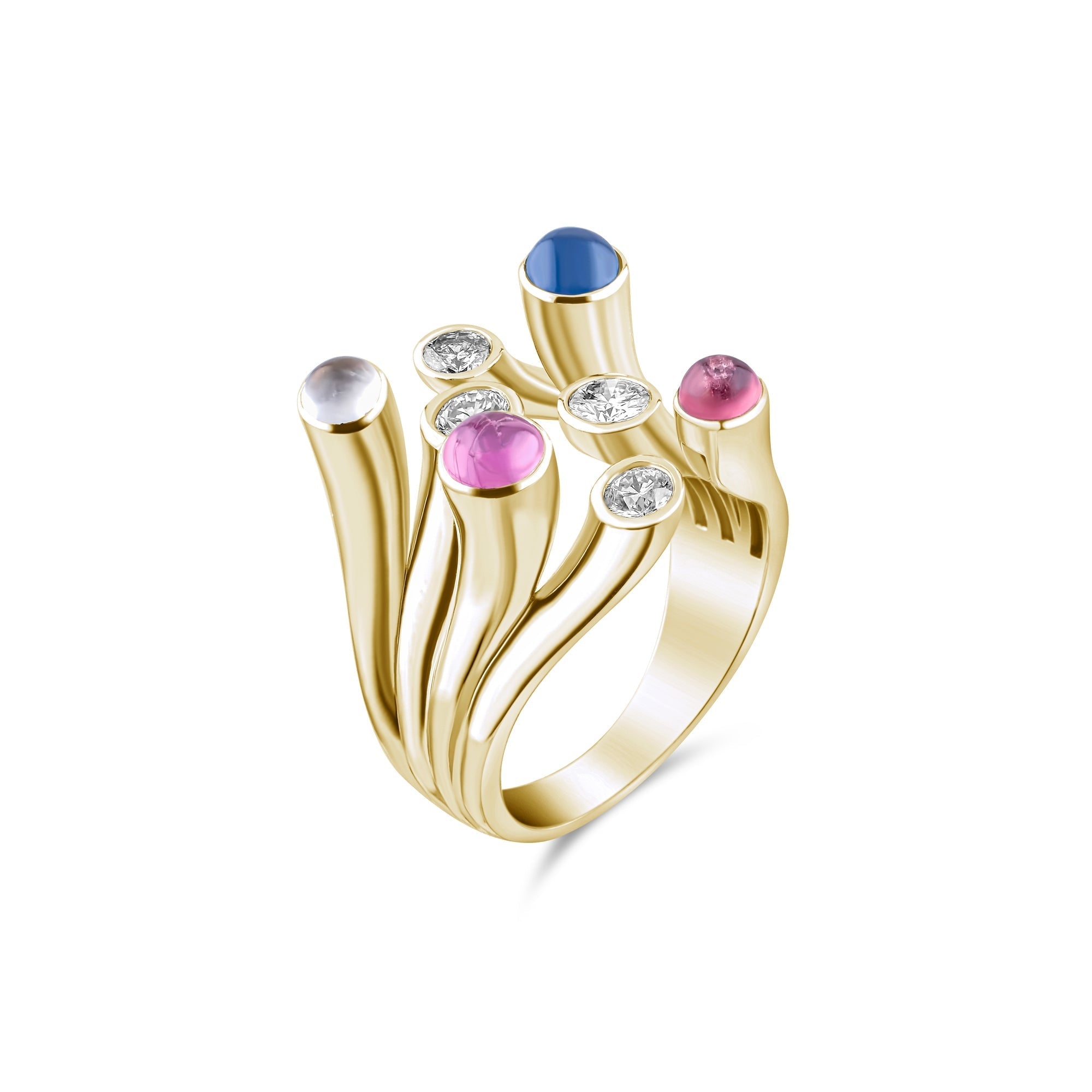 1.68 Carat Natural Diamond and Tourmaline Ring – Fine Jewelry Design - Gold Stone Diamond