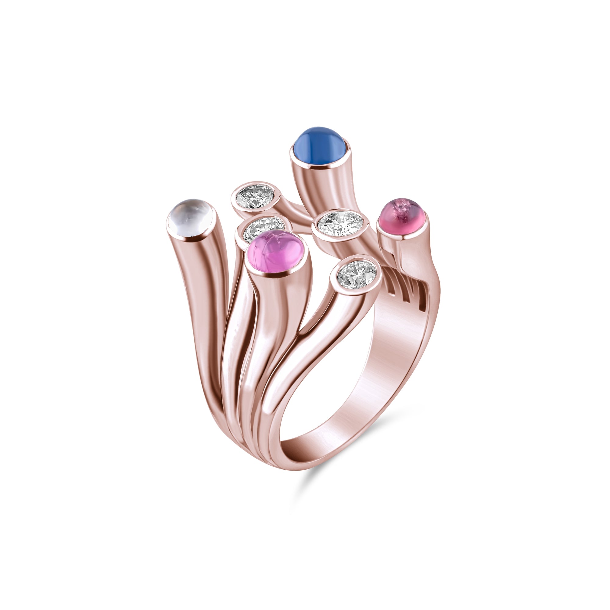 1.68 Carat Natural Diamond and Tourmaline Ring – Fine Jewelry Design - Gold Stone Diamond