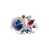 3.71 Carat Natural Diamond, Tourmaline and Sapphire Ring - Gold Stone Diamond