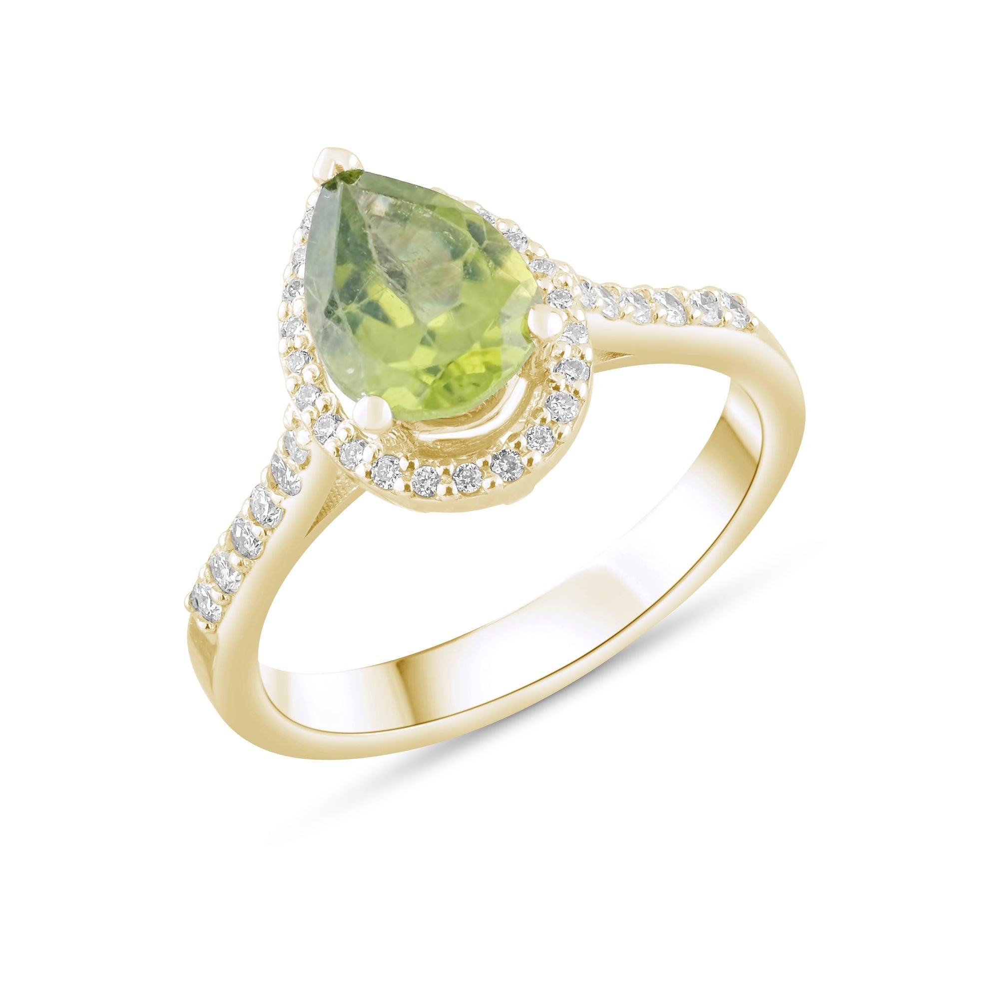 1.06 Carat Natural Diamond and Peridot Ring – Fine Jewelry Design - Gold Stone Diamond