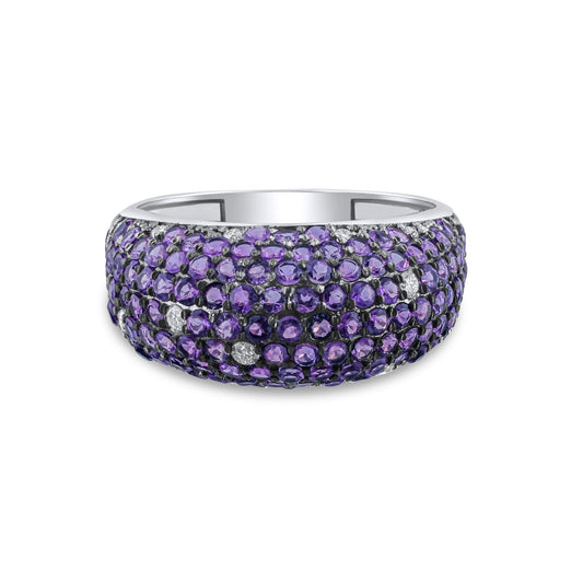 2.15 Carat Natural Diamond and Amethyst Ring – Fine Jewelry Design - Gold Stone Diamond