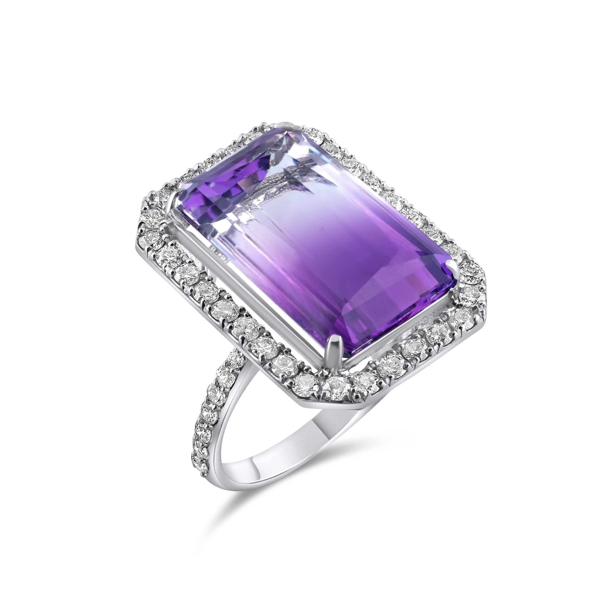 14.46 Carat Natural Diamond and Amethyst Ring – Fine Jewelry Design - Gold Stone Diamond