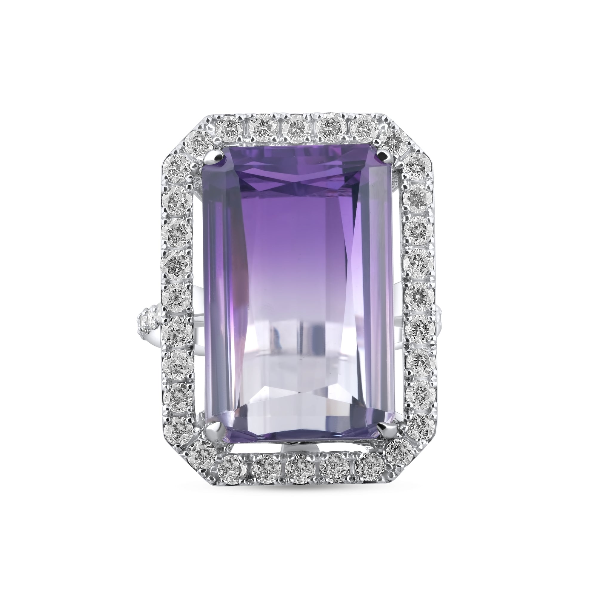 14.46 Carat Natural Diamond and Amethyst Ring – Fine Jewelry Design - Gold Stone Diamond