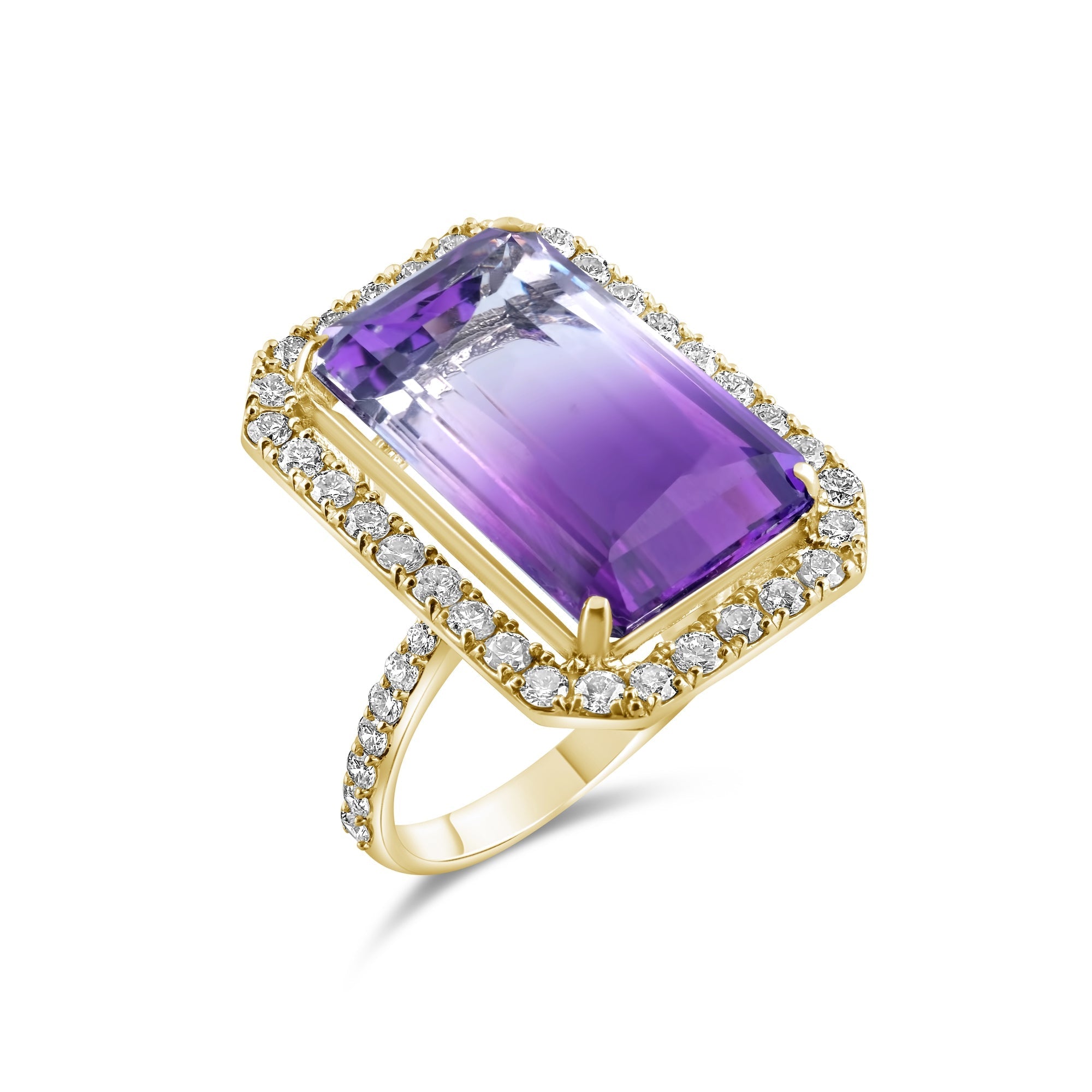 14.46 Carat Natural Diamond and Amethyst Ring – Fine Jewelry Design - Gold Stone Diamond