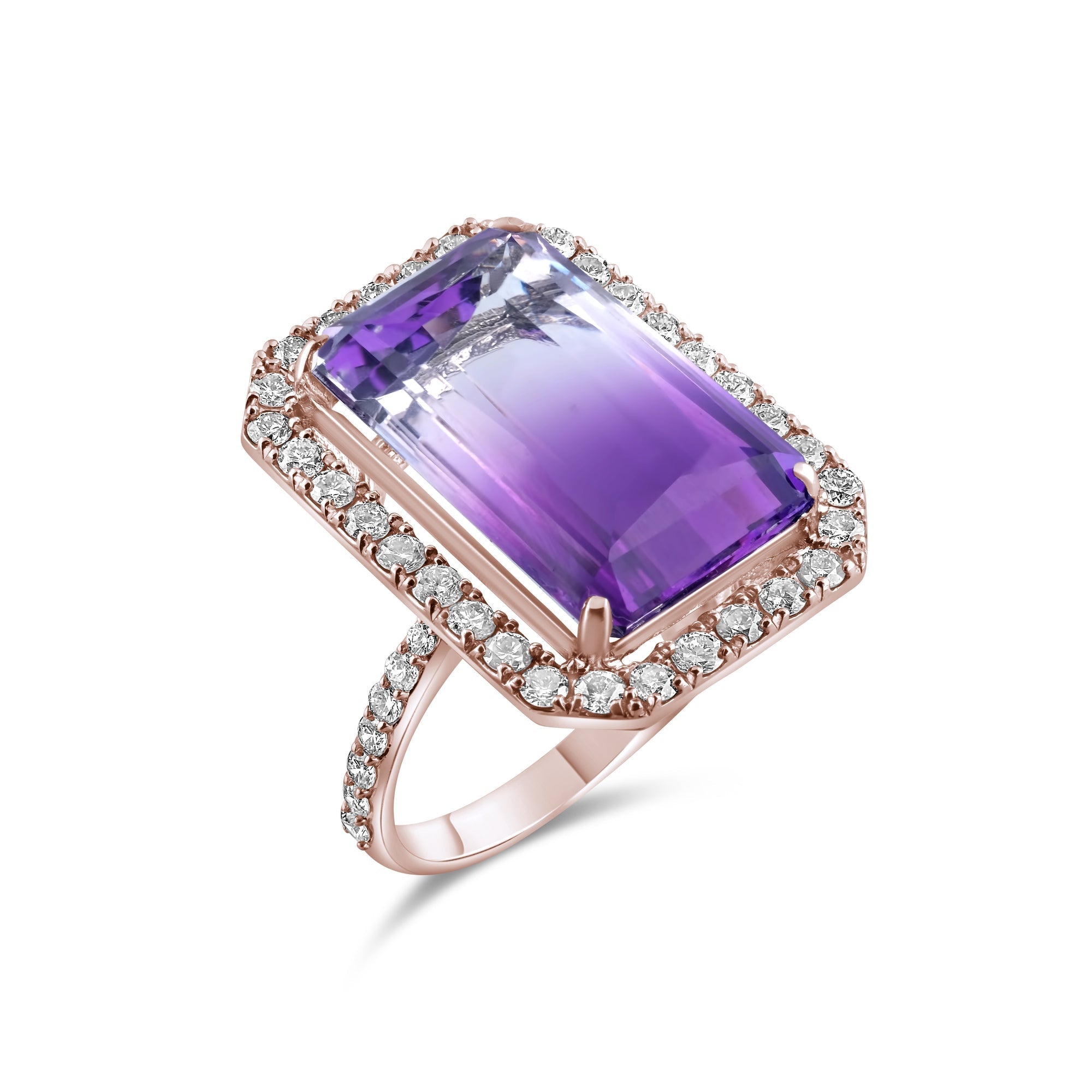 14.46 Carat Natural Diamond and Amethyst Ring – Fine Jewelry Design - Gold Stone Diamond
