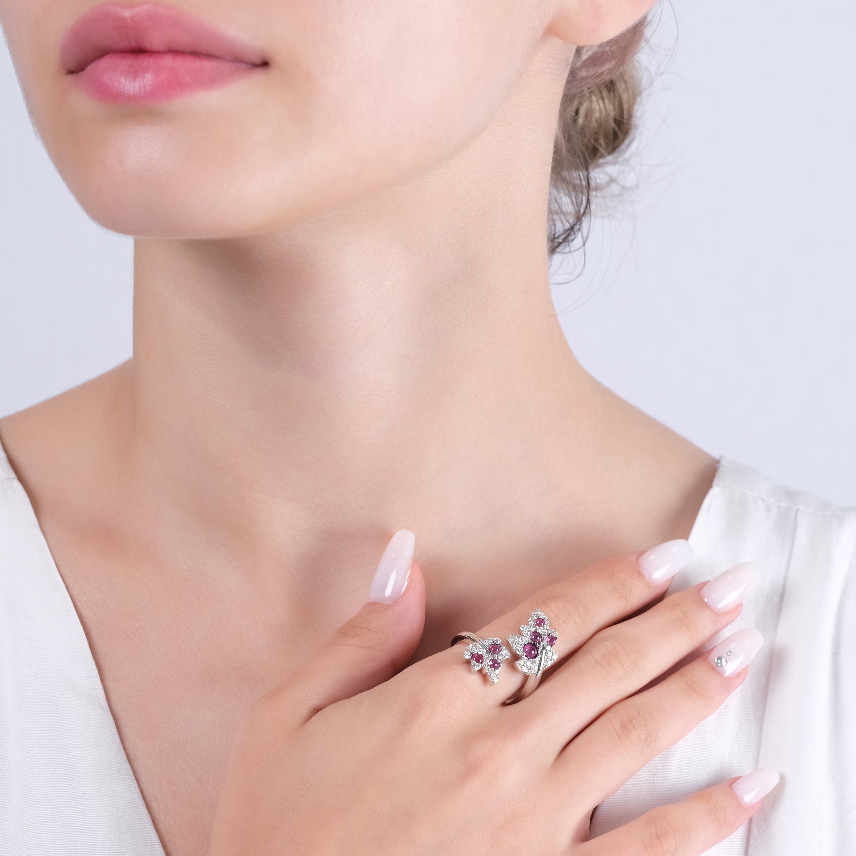1.34 Carat Natural Diamond and Ruby Ring – Fine Jewelry Design - Gold Stone Diamond