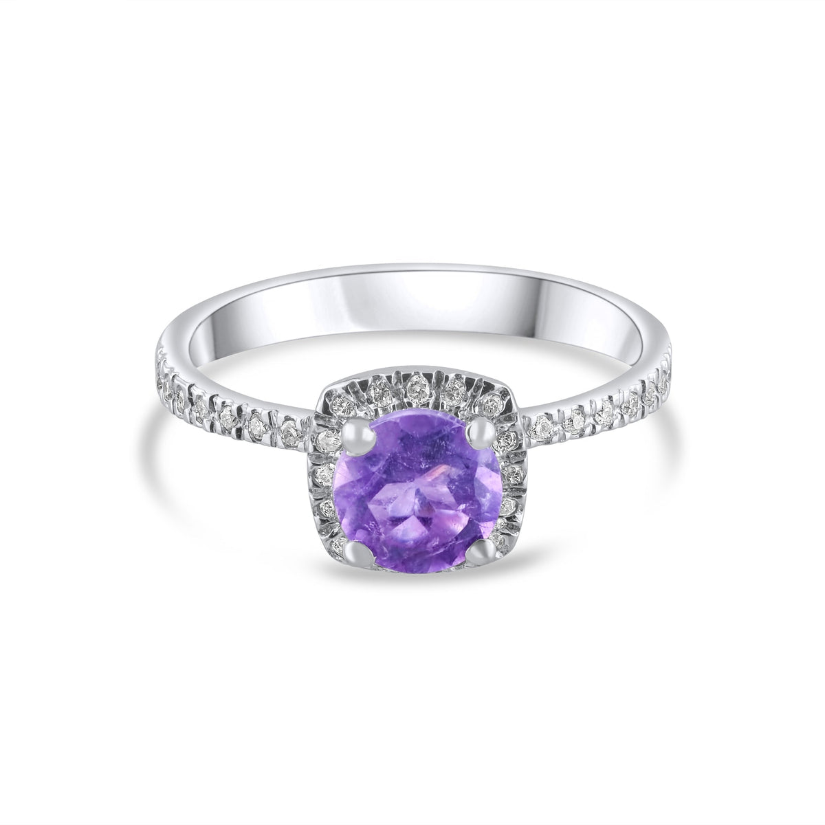 0.84 Carat Natural Diamond and Amethyst Ring – Fine Jewelry Design - Gold Stone Diamond