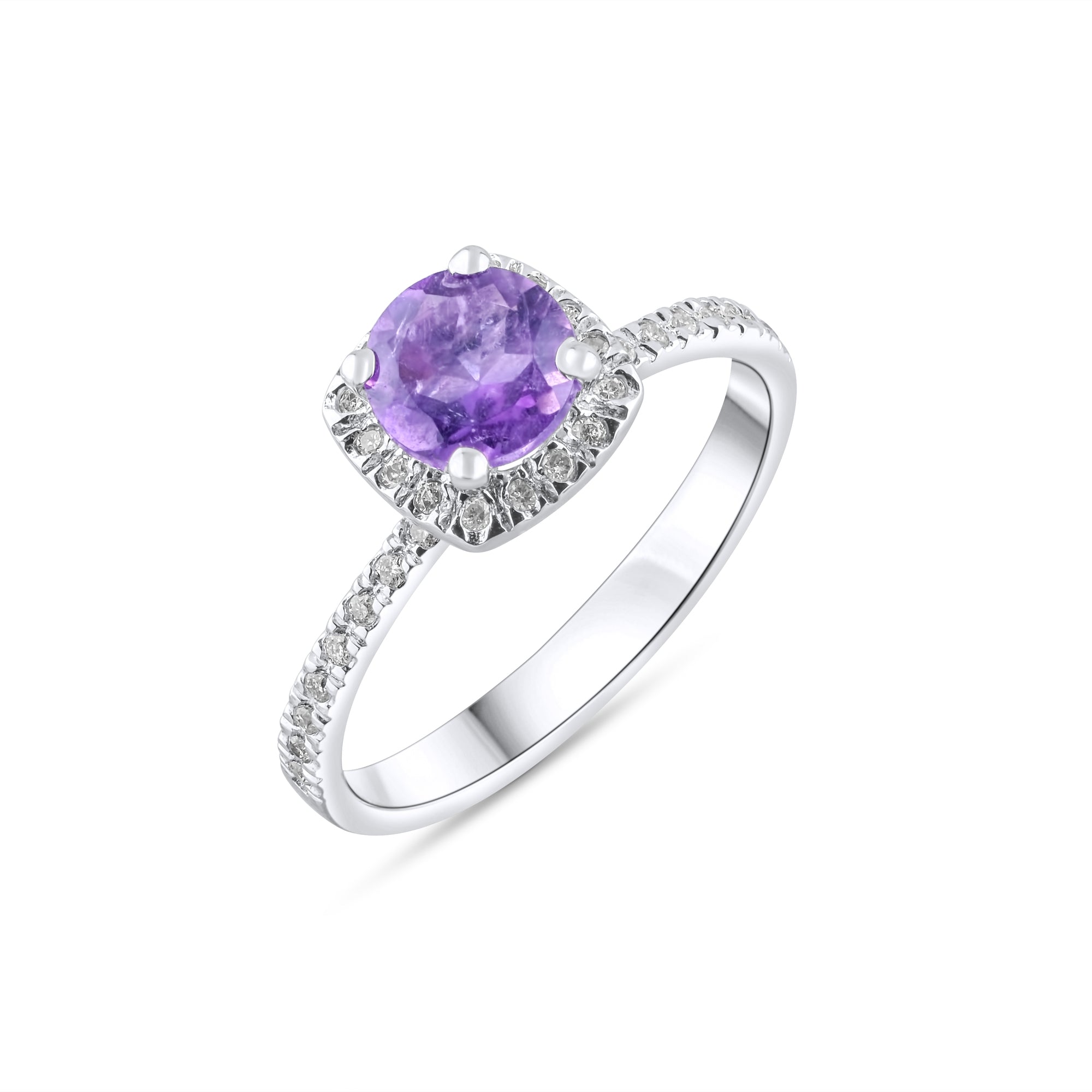 0.84 Carat Natural Diamond and Amethyst Ring – Fine Jewelry Design - Gold Stone Diamond