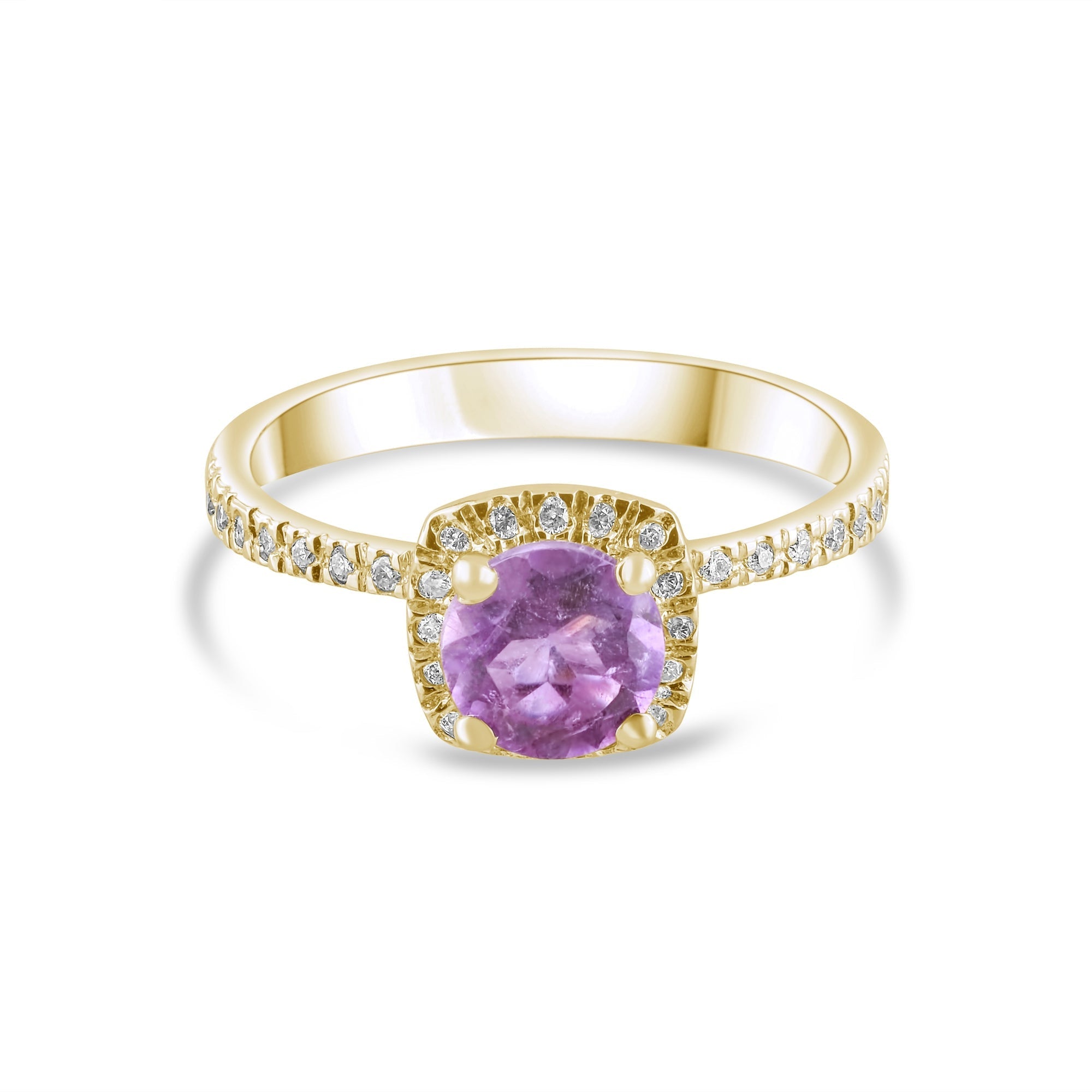 0.84 Carat Natural Diamond and Amethyst Ring – Fine Jewelry Design - Gold Stone Diamond