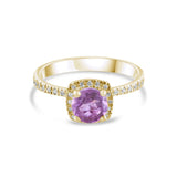 0.84 Carat Natural Diamond and Amethyst Ring – Fine Jewelry Design - Gold Stone Diamond