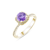0.84 Carat Natural Diamond and Amethyst Ring – Fine Jewelry Design - Gold Stone Diamond