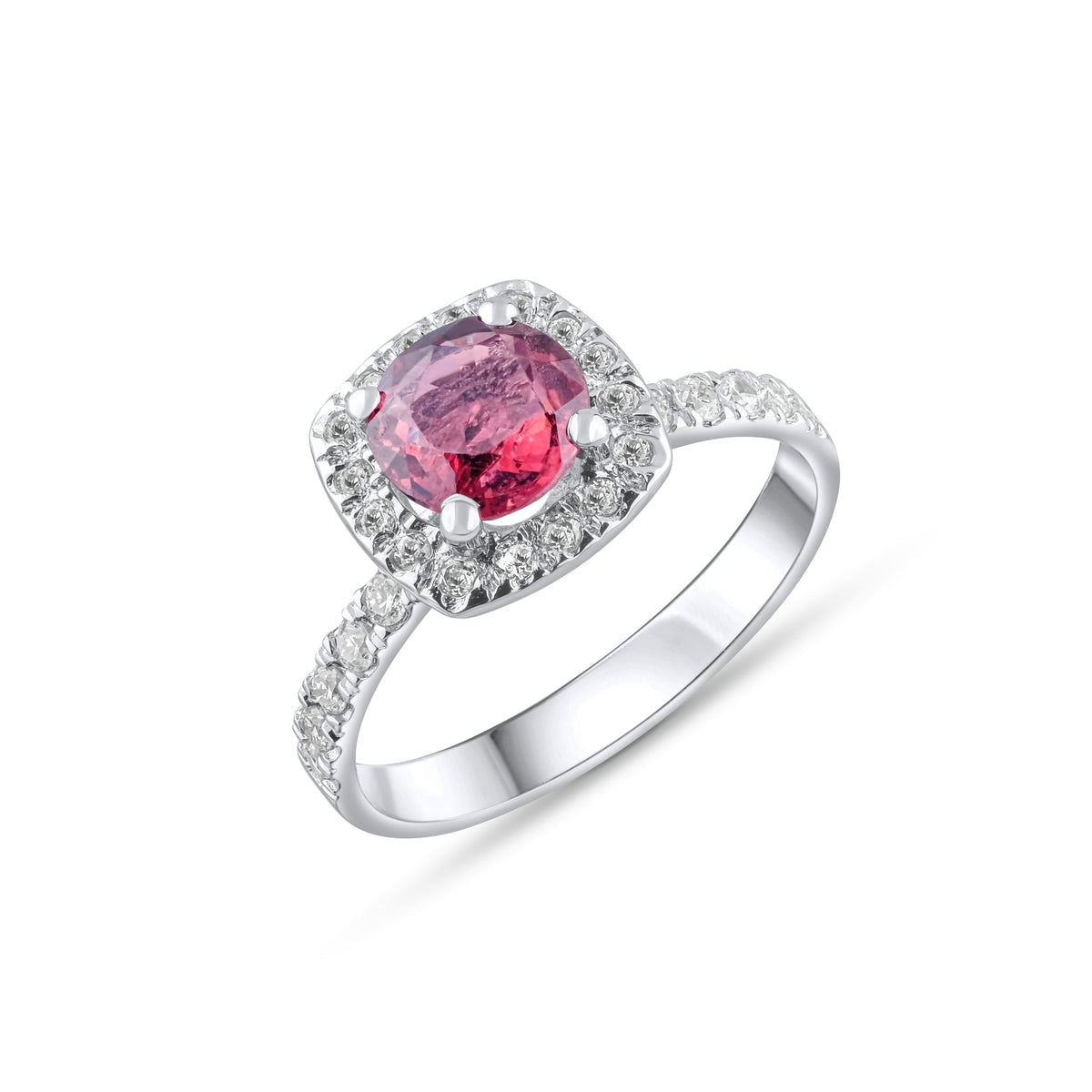 1.78 Carat Natural Diamond and Rhodolite Ring – Fine Jewelry Design - Gold Stone Diamond