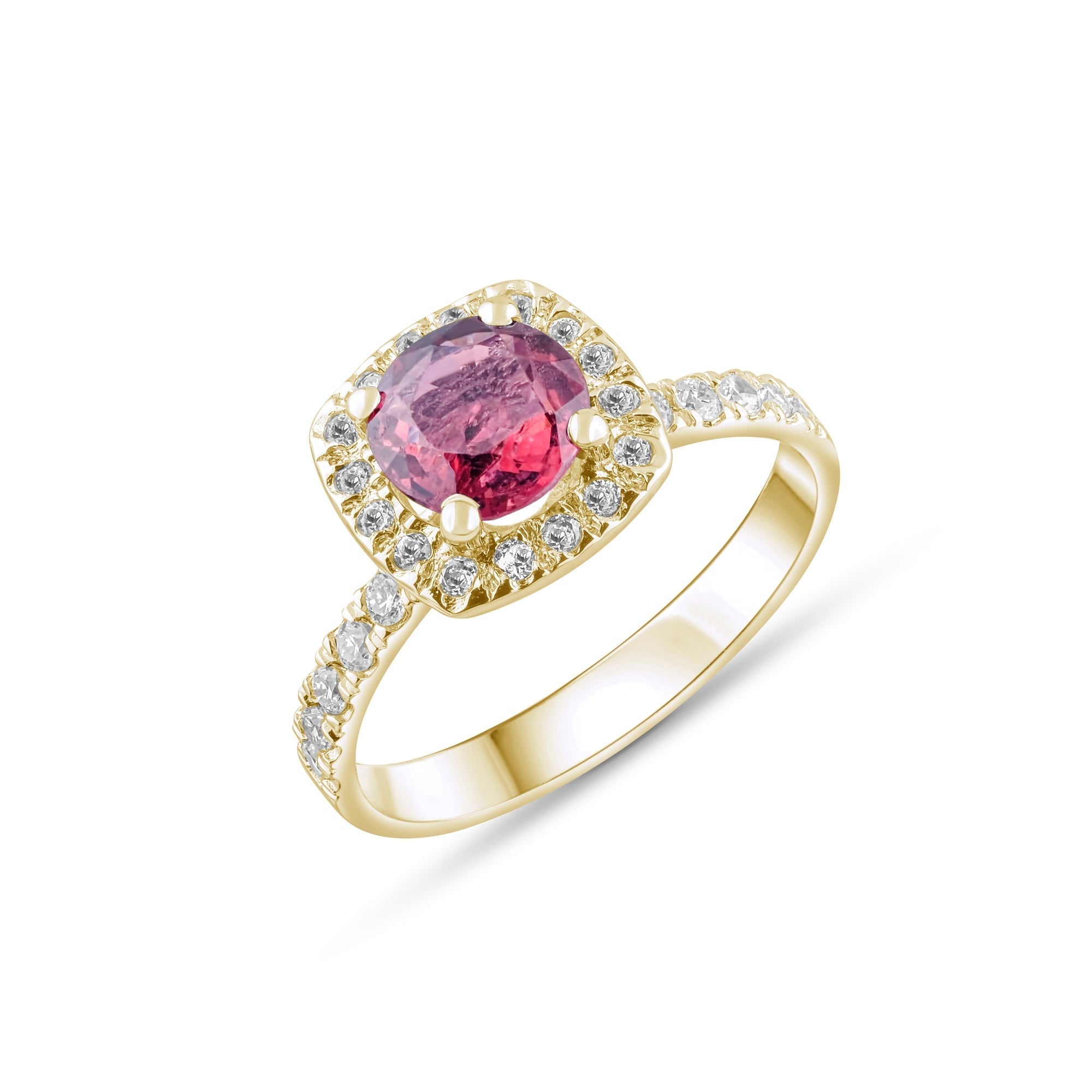 1.78 Carat Natural Diamond and Rhodolite Ring – Fine Jewelry Design - Gold Stone Diamond