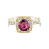 1.78 Carat Natural Diamond and Rhodolite Ring – Fine Jewelry Design - Gold Stone Diamond