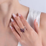 4.58 Carat Natural Diamond and Rhodolite Ring – Fine Jewelry Design - Gold Stone Diamond