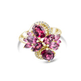 4.58 Carat Natural Diamond and Rhodolite Ring – Fine Jewelry Design - Gold Stone Diamond