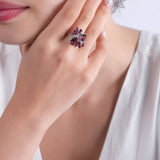 4.99 Carat Natural Diamond and Rhodolite Ring – Fine Jewelry Design - Gold Stone Diamond