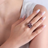 4.99 Carat Natural Diamond and Rhodolite Ring – Fine Jewelry Design - Gold Stone Diamond