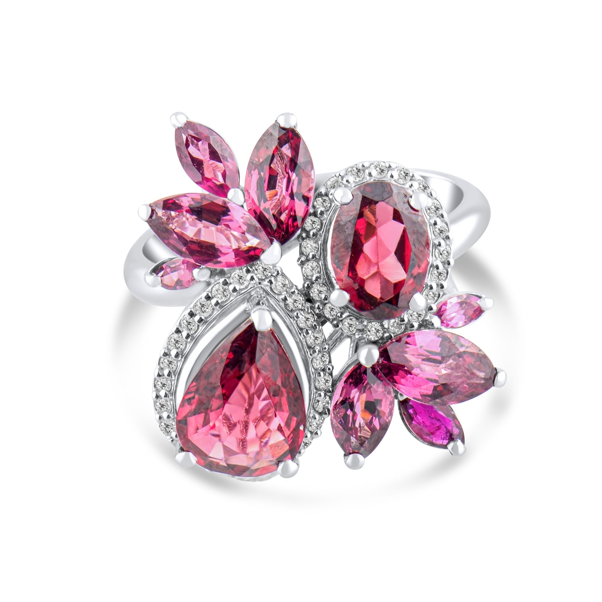 4.99 Carat Natural Diamond and Rhodolite Ring – Fine Jewelry Design - Gold Stone Diamond