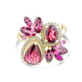 4.99 Carat Natural Diamond and Rhodolite Ring – Fine Jewelry Design - Gold Stone Diamond
