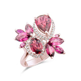 4.99 Carat Natural Diamond and Rhodolite Ring – Fine Jewelry Design - Gold Stone Diamond