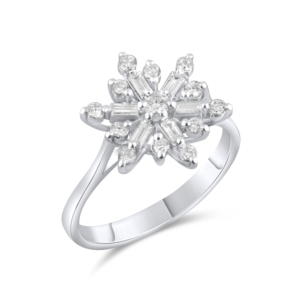 0.49 Carat Natural Diamond Snowflake Design Ring – Fine Jewelry Design - Gold Stone Diamond