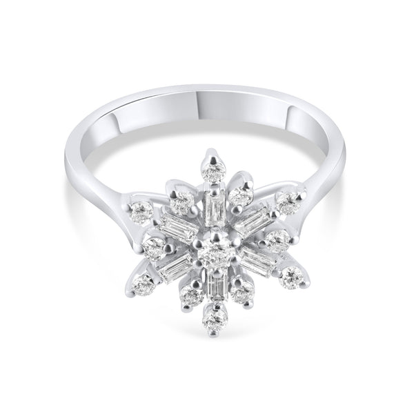 0.49 Carat Natural Diamond Snowflake Design Ring – Fine Jewelry Design