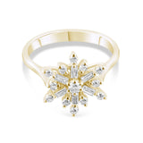 0.49 Carat Natural Diamond Snowflake Design Ring – Fine Jewelry Design - Gold Stone Diamond