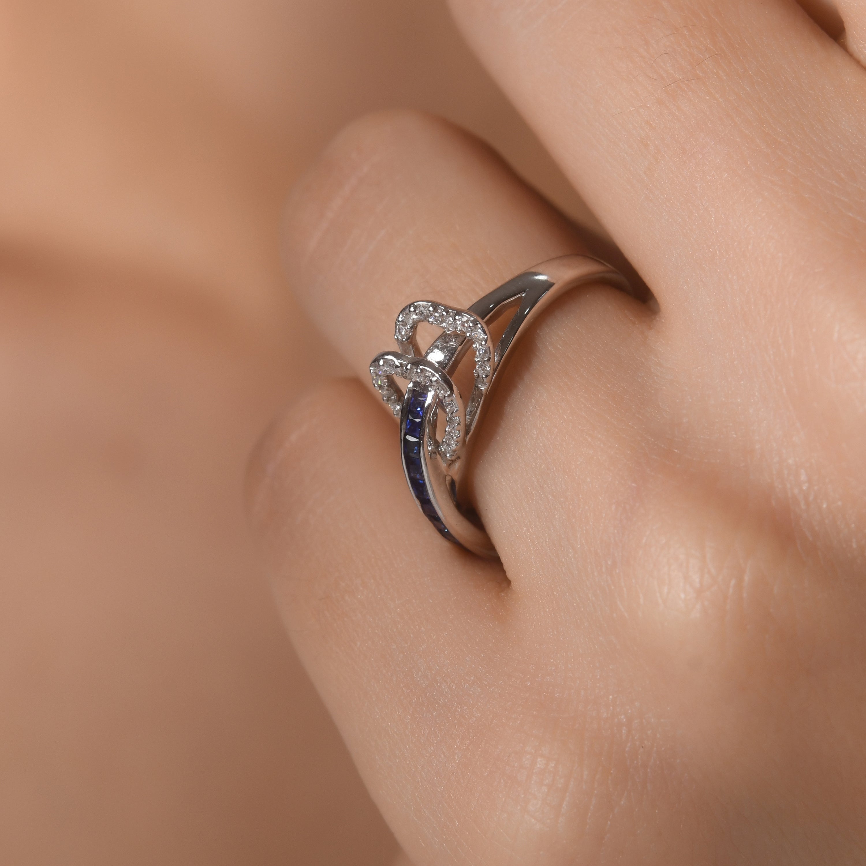 0.61 Carat Natural Diamond and Sapphire Ring – Fine Jewelry Design - Gold Stone Diamond