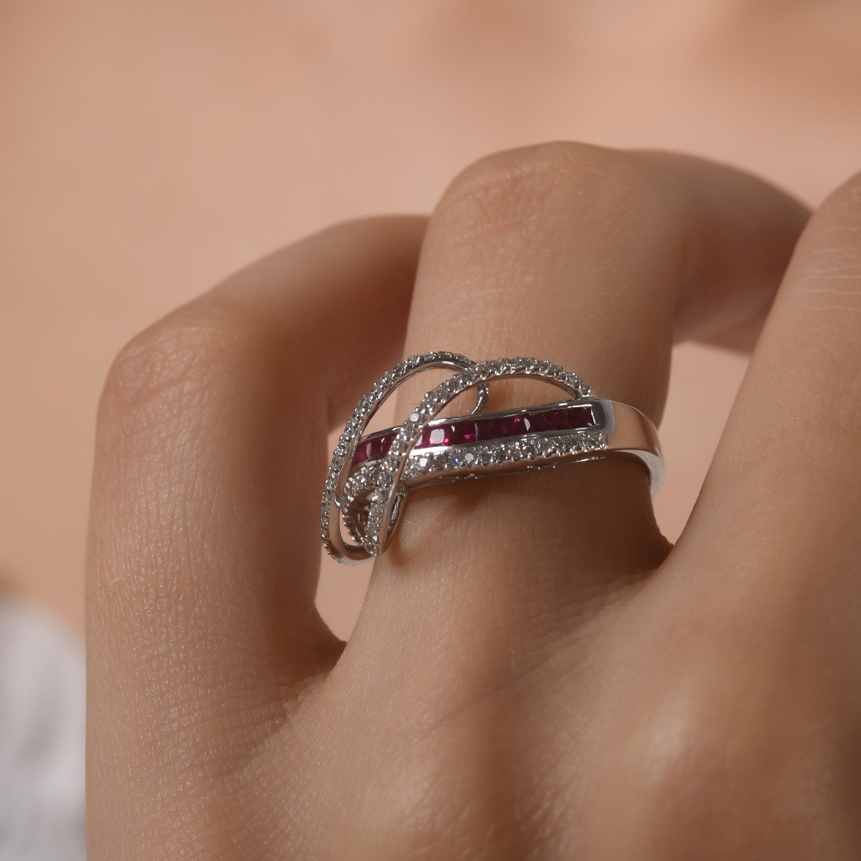 0.95 Carat Natural Diamond and Ruby Ring – Fine Jewelry Design - Gold Stone Diamond