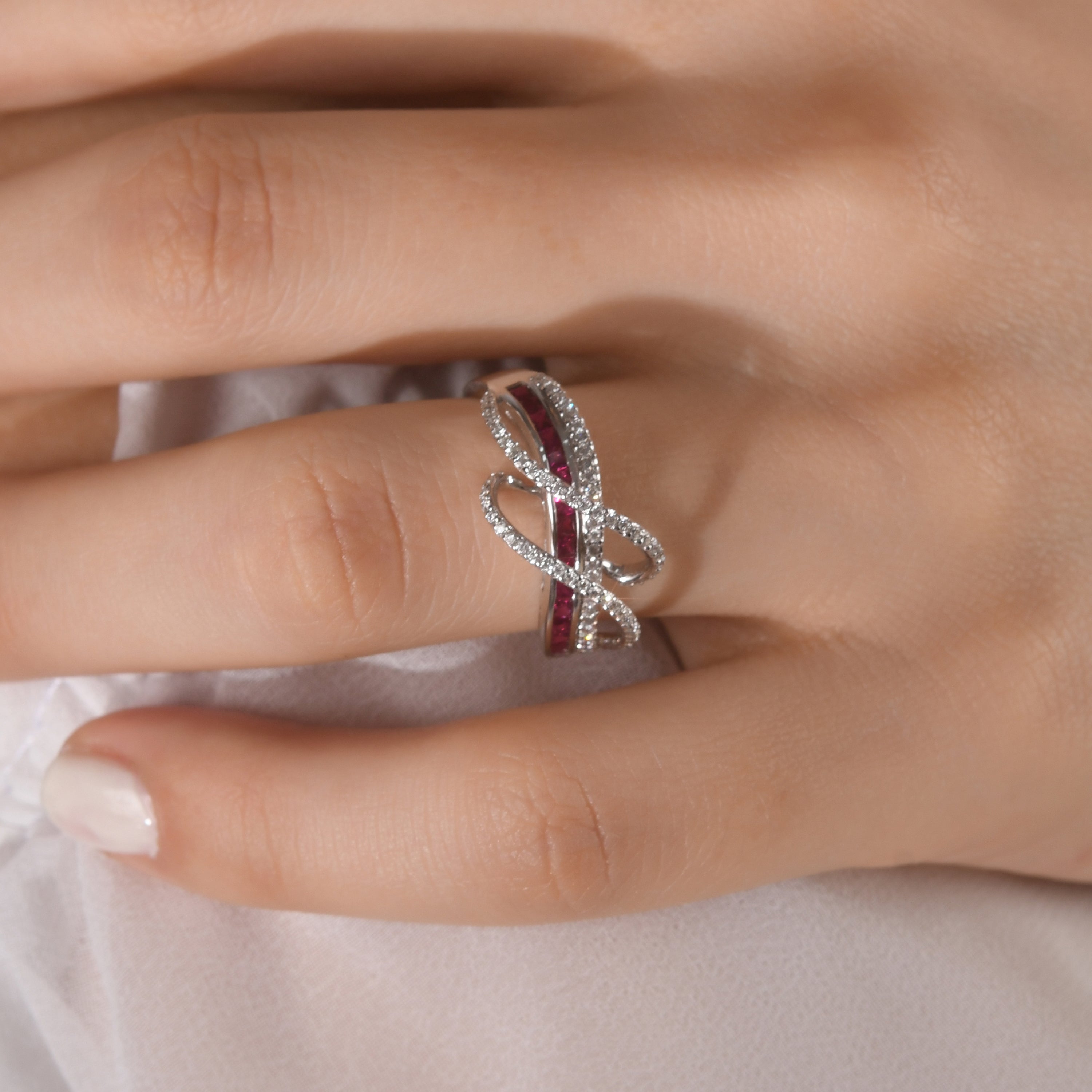 0.95 Carat Natural Diamond and Ruby Ring – Fine Jewelry Design - Gold Stone Diamond