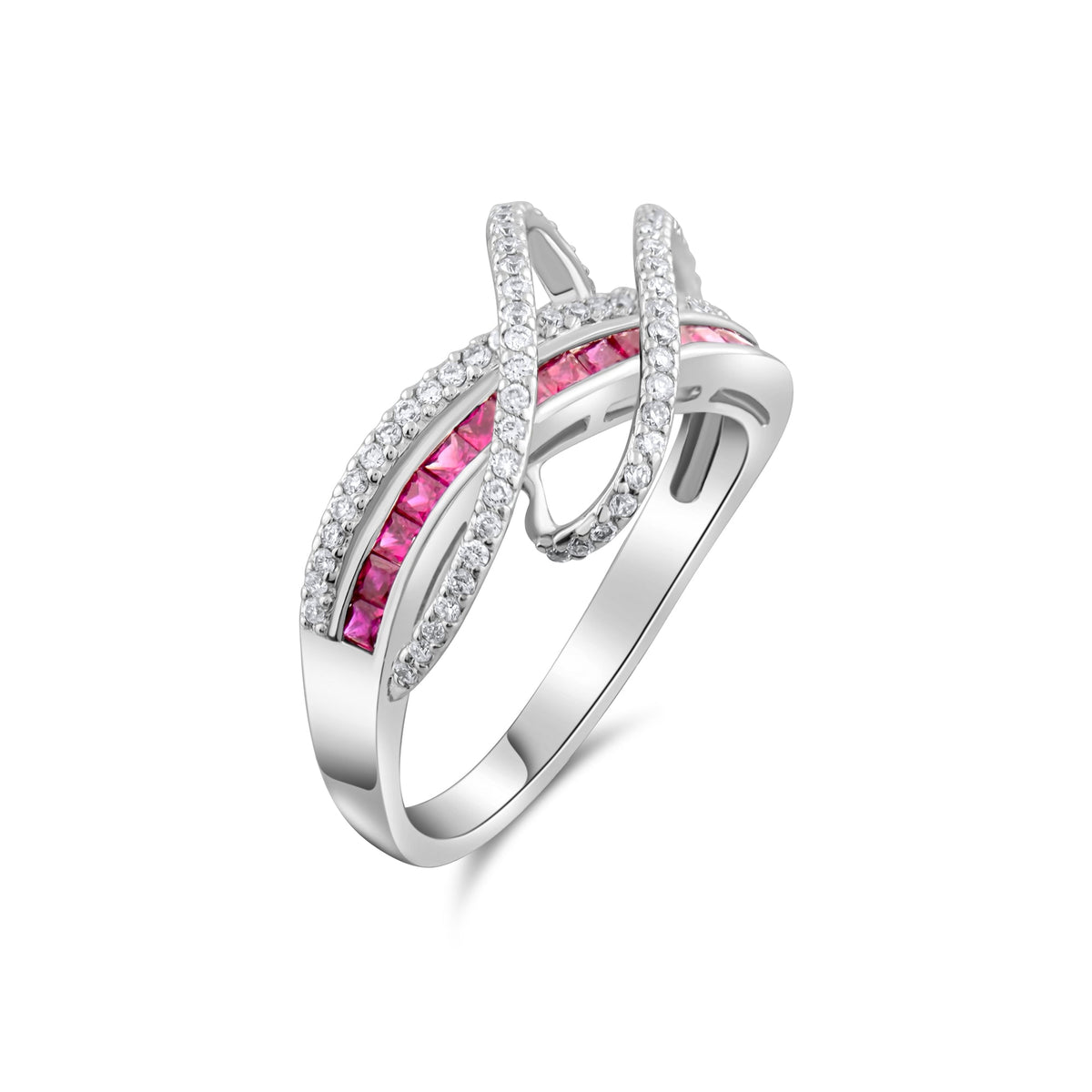 0.95 Carat Natural Diamond and Ruby Ring – Fine Jewelry Design - Gold Stone Diamond