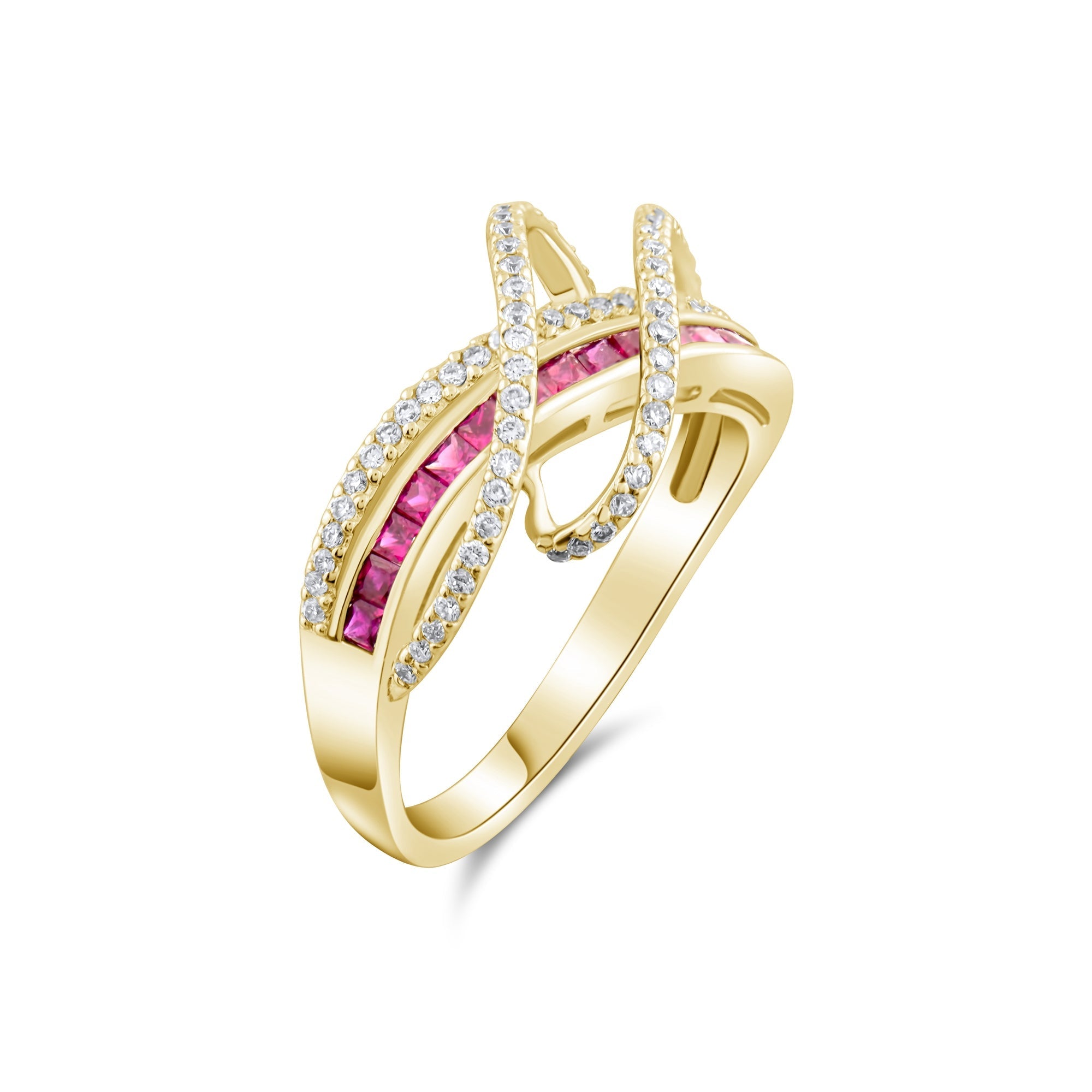 0.95 Carat Natural Diamond and Ruby Ring – Fine Jewelry Design - Gold Stone Diamond