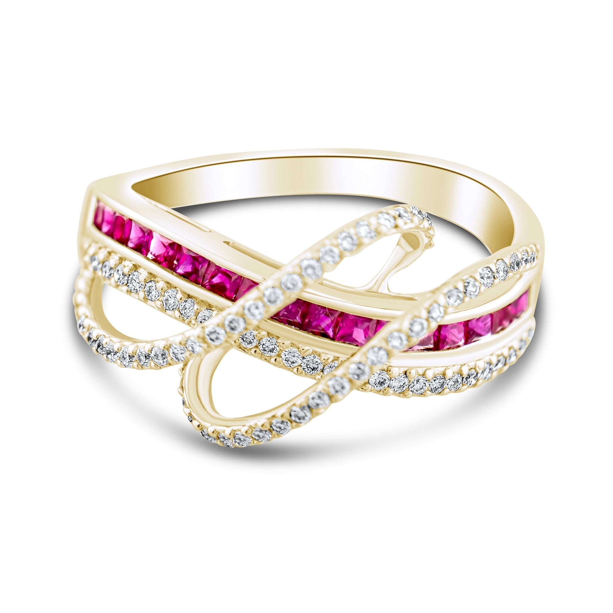 0.95 Carat Natural Diamond and Ruby Ring – Fine Jewelry Design - Gold Stone Diamond