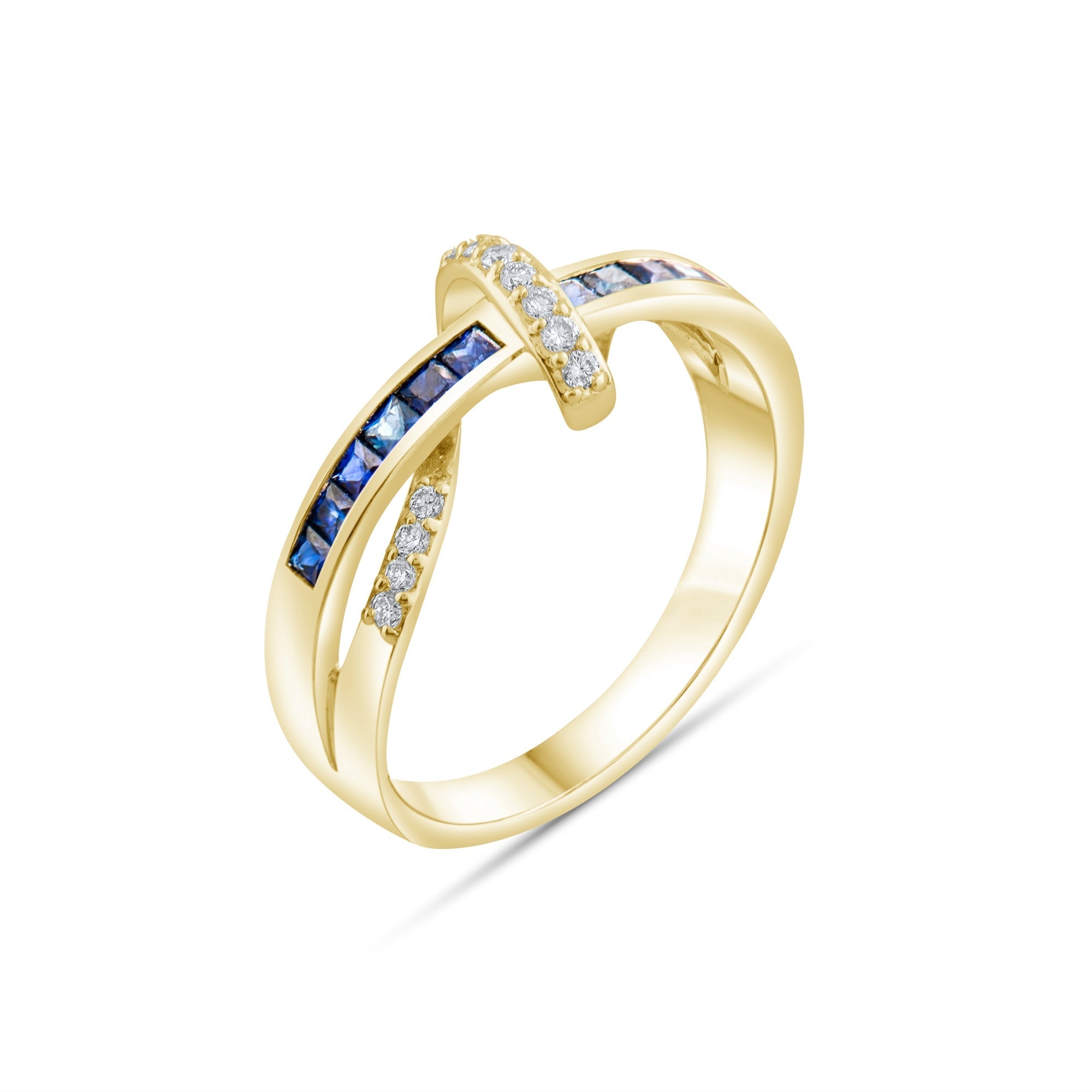 0.63 Carat Natural Diamond and Sapphire Ring – Fine Jewelry Design - Gold Stone Diamond