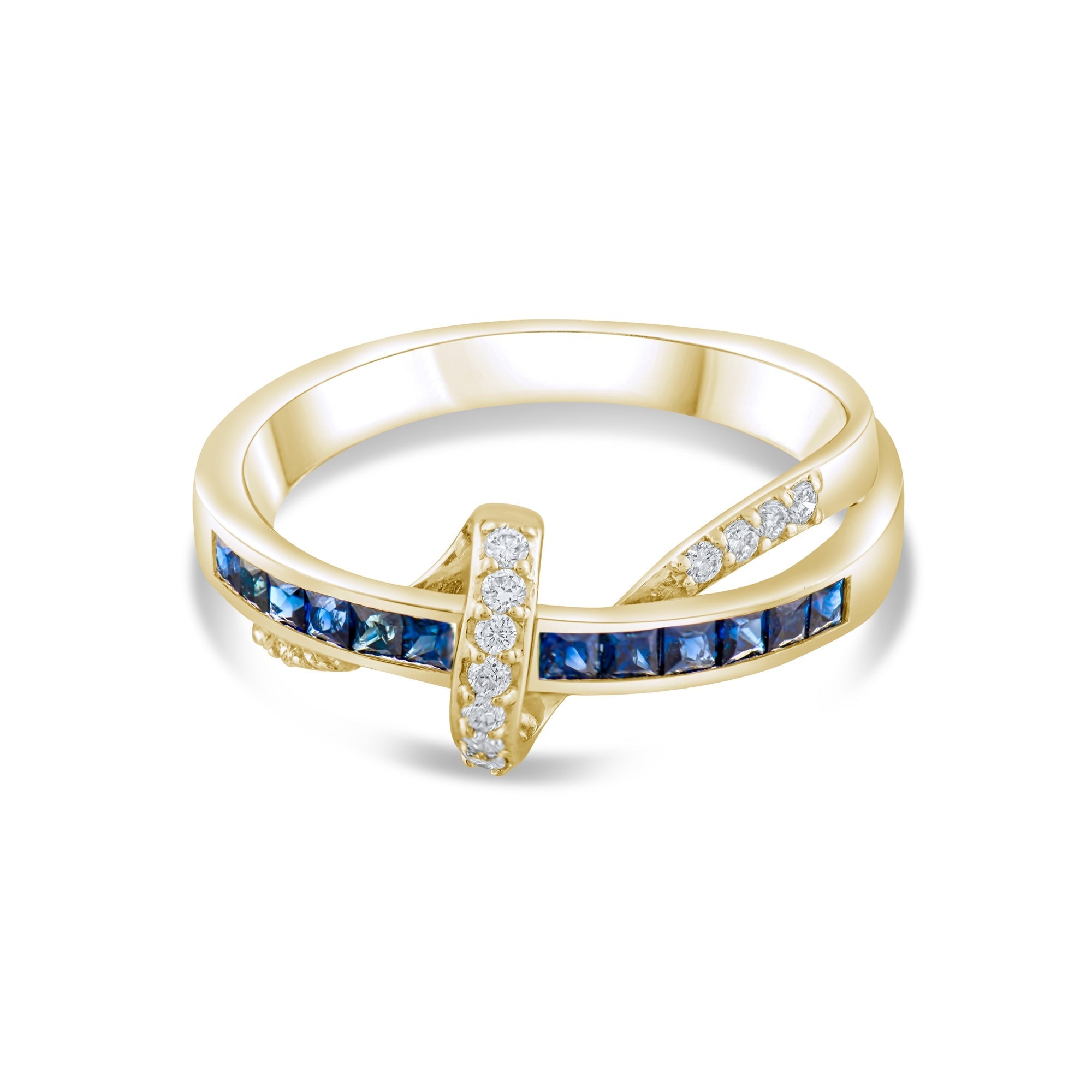 0.63 Carat Natural Diamond and Sapphire Ring – Fine Jewelry Design - Gold Stone Diamond
