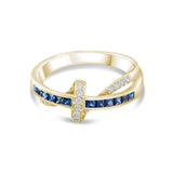 0.63 Carat Natural Diamond and Sapphire Ring – Fine Jewelry Design - Gold Stone Diamond