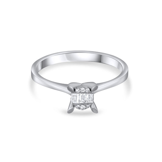 0.11 Carat Natural Baguette Diamond Ring - Gold Stone Diamond
