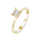 0.11 Carat Natural Baguette Diamond Ring - Gold Stone Diamond