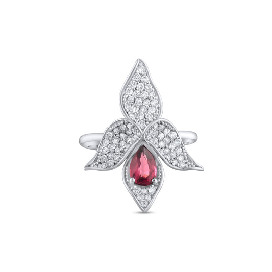 1.27 Carat Natural Diamond and Rhodolite Ring – Fine Jewelry Design - Gold Stone Diamond