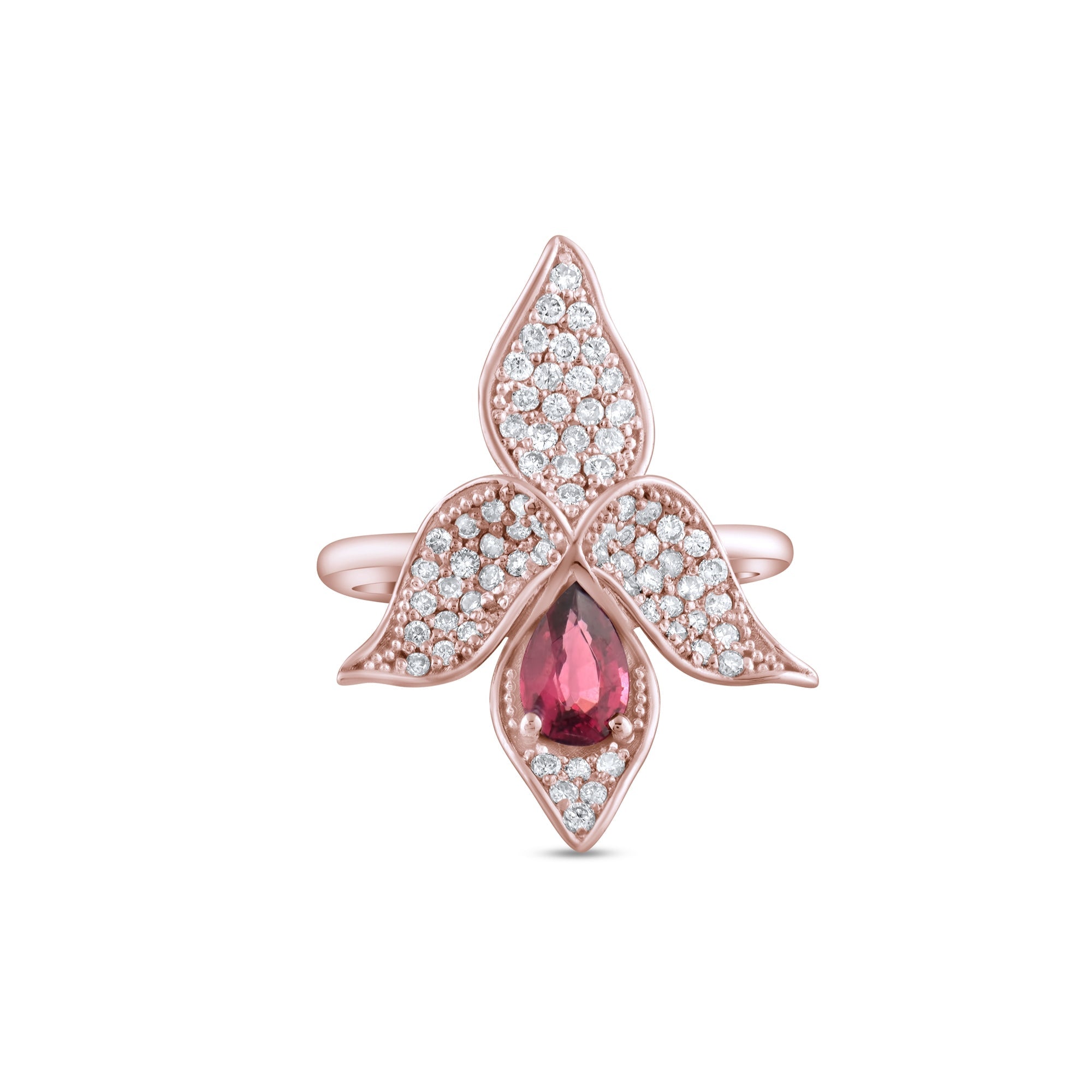 1.27 Carat Natural Diamond and Rhodolite Ring – Fine Jewelry Design - Gold Stone Diamond