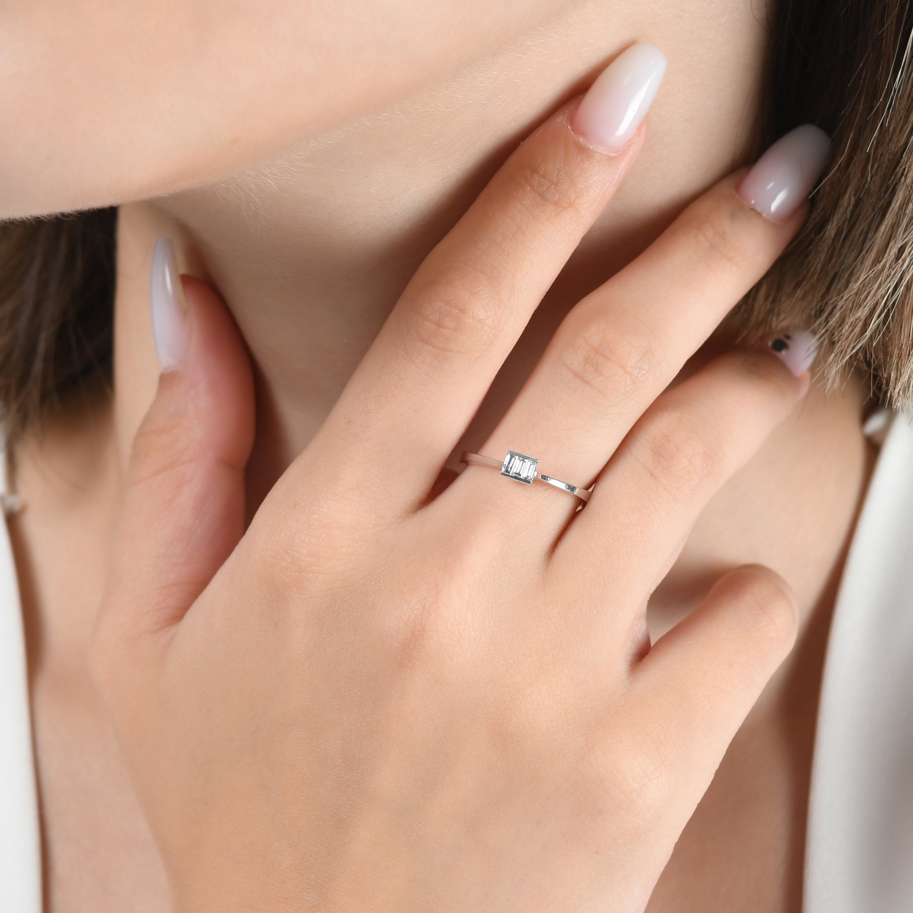 0.20 Carat Natural Baguette Diamond Ring - Gold Stone Diamond
