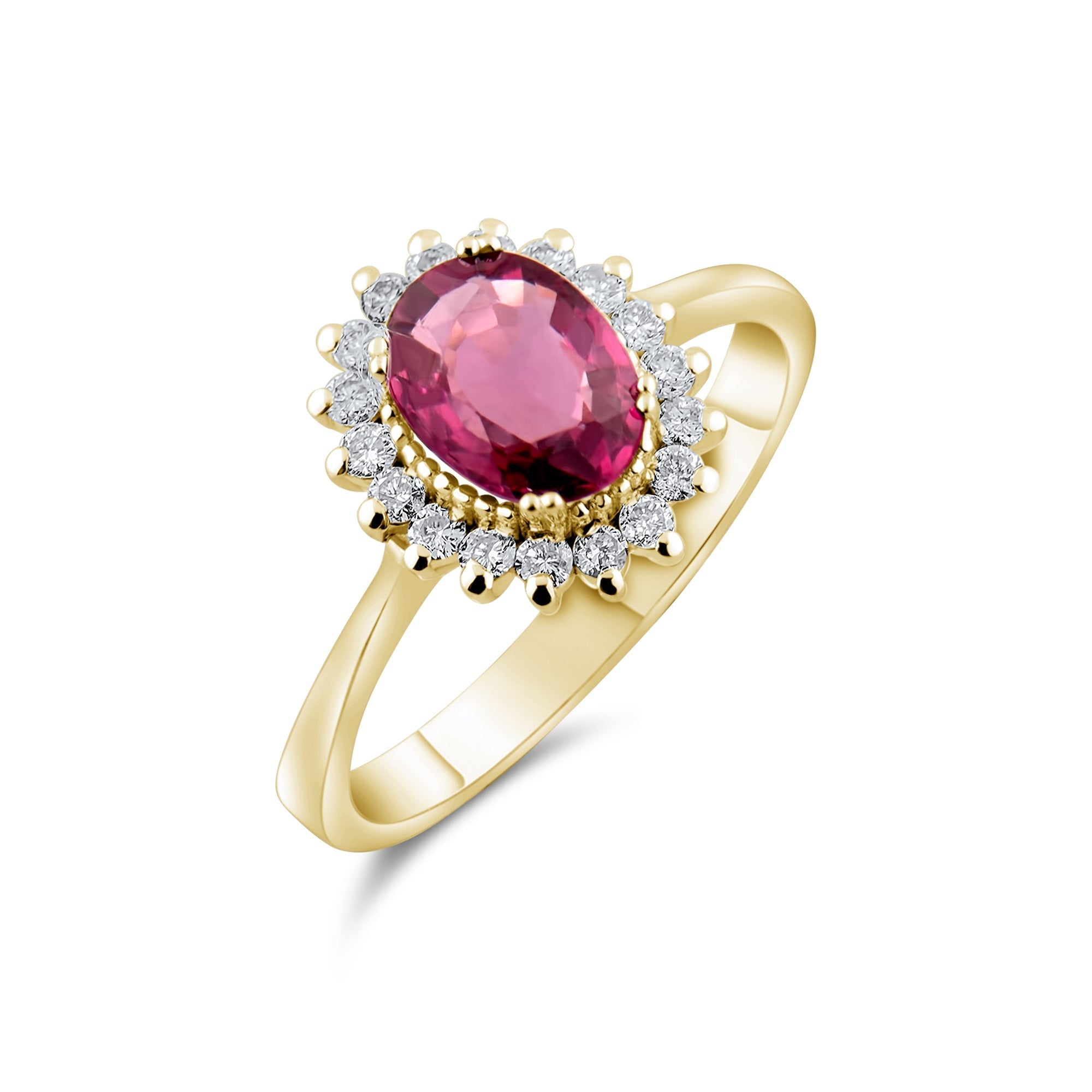 1.54 Carat Natural Diamond and Rhodolite Ring – Fine Jewelry Design - Gold Stone Diamond