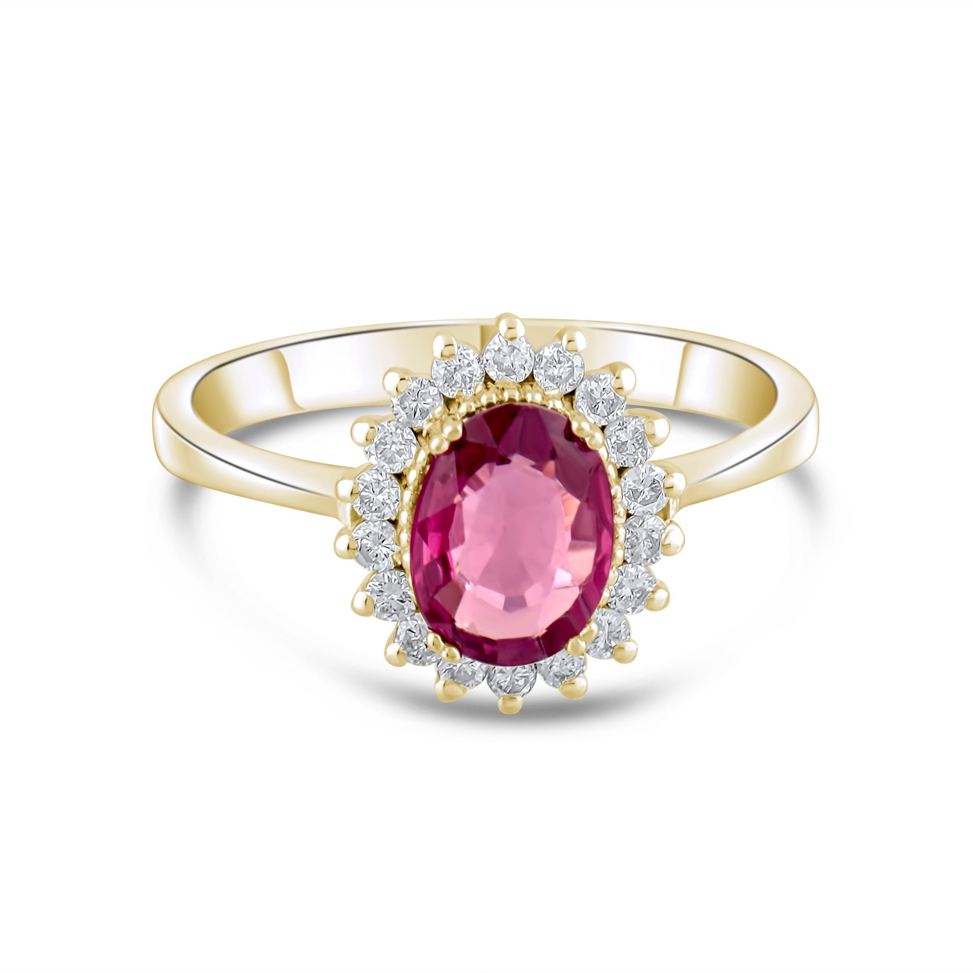 1.54 Carat Natural Diamond and Rhodolite Ring – Fine Jewelry Design - Gold Stone Diamond